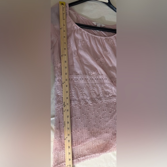 Krazy Kat Rose Pink Sheer Lace Boho Blouse Size L - Picture 7 of 7